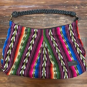 Nena & Co Medium Expedition Bag - Rainbow Falls w/ black braided leather strap